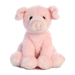 Aurora Pink Delight Pig Plush with a soft pink coat, sweet snout, and floppy ears, embodying countryside charm.