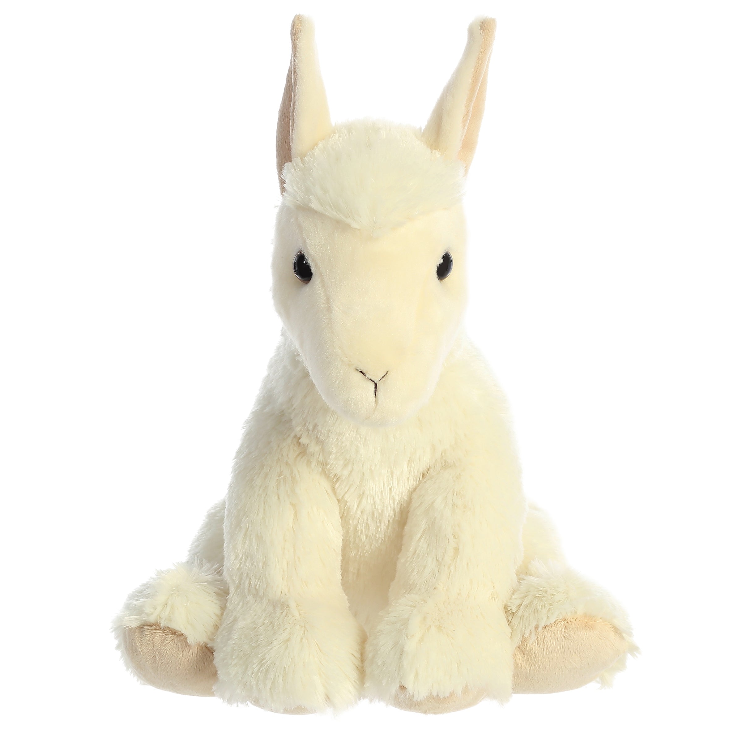 Aurora stuffed animal serene Andes Llama Plush with creamy fur, perky ears, and friendly eyes, epitomizing gentleness.