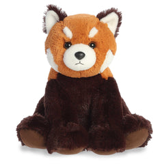 Aurora Snuggly Red Panda Plush in chestnut and cream, with detailed eyes and fluffy tail.