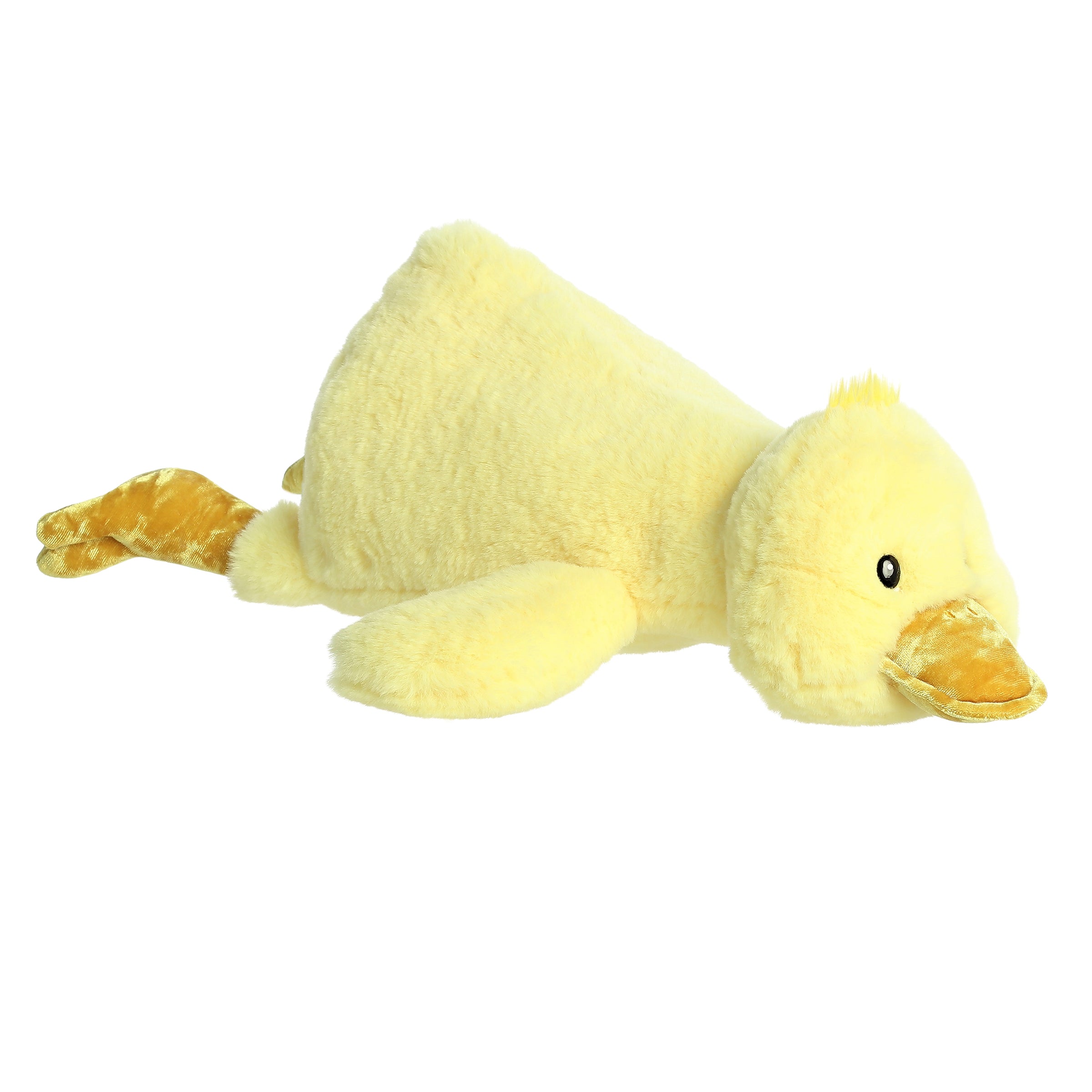 Snoozles Duck Plush from Aurora, soft yellow fabric, designed for comfort, and ideal as a sleeping buddy