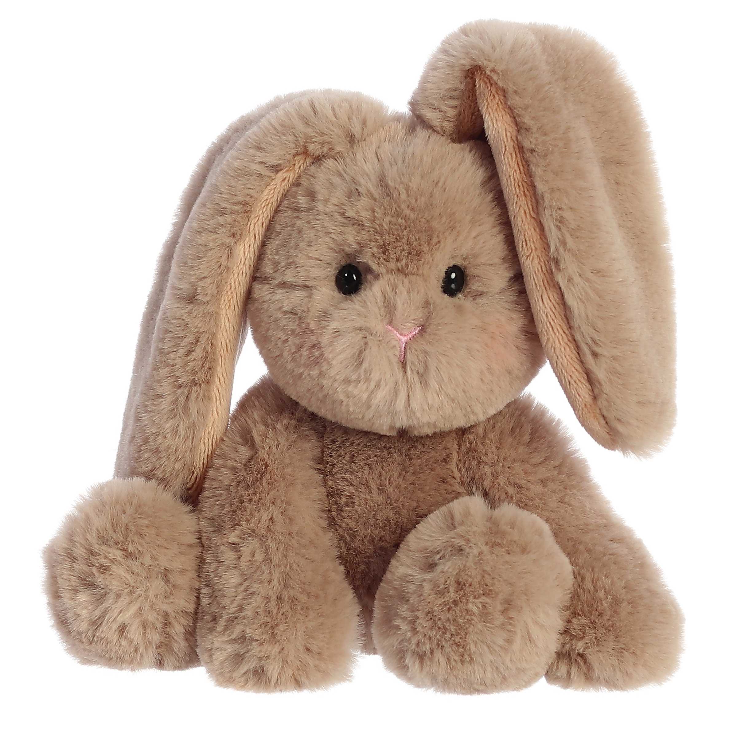 Taupe Candy Cottontail plush with a plush earth-toned coat, sparkling eyes, and soft pink nose, from the Candy Cottontails