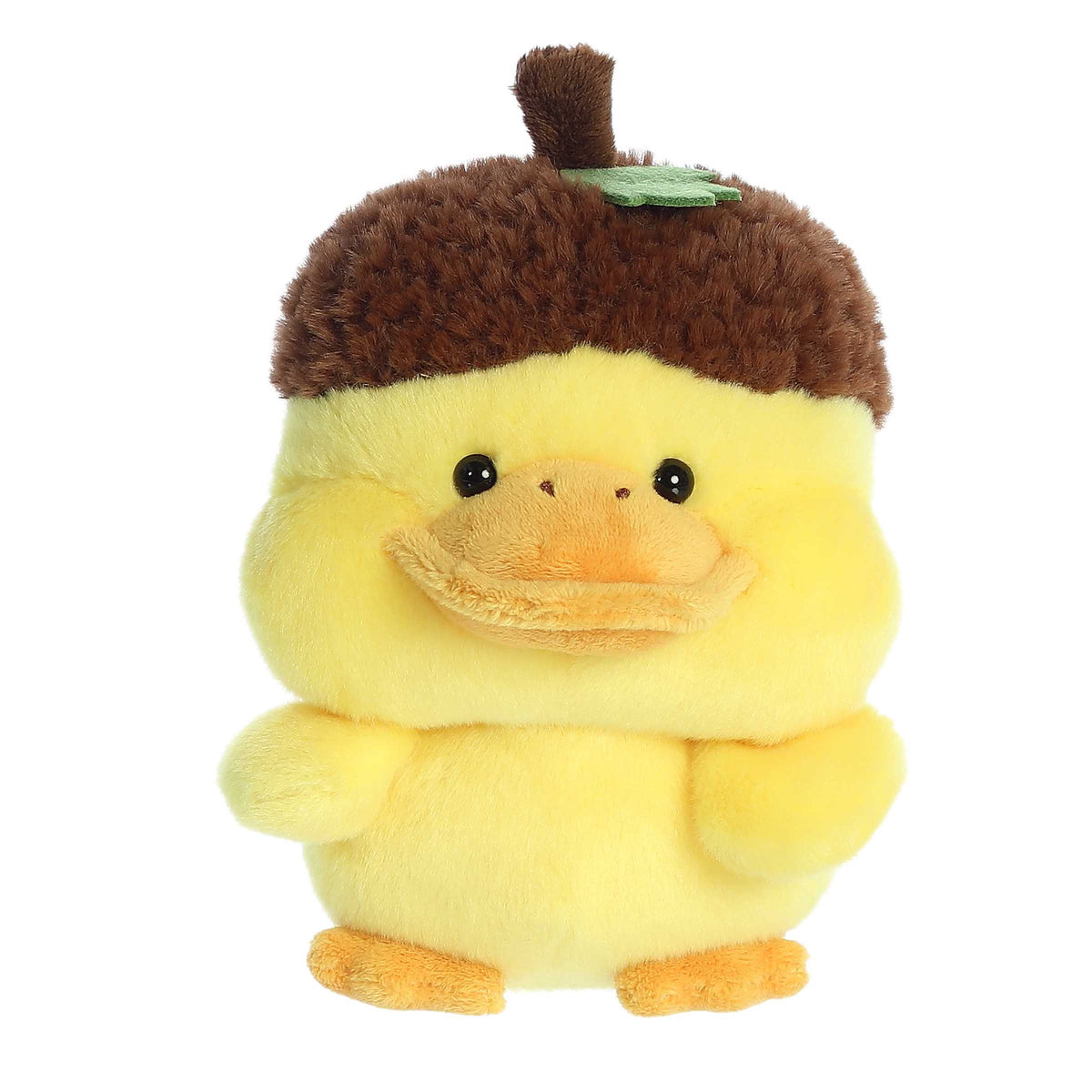 Life in a Nutshell Duckling plush from Aurora's Spring Collection, charming yellow plush with a whimsical acorn hat