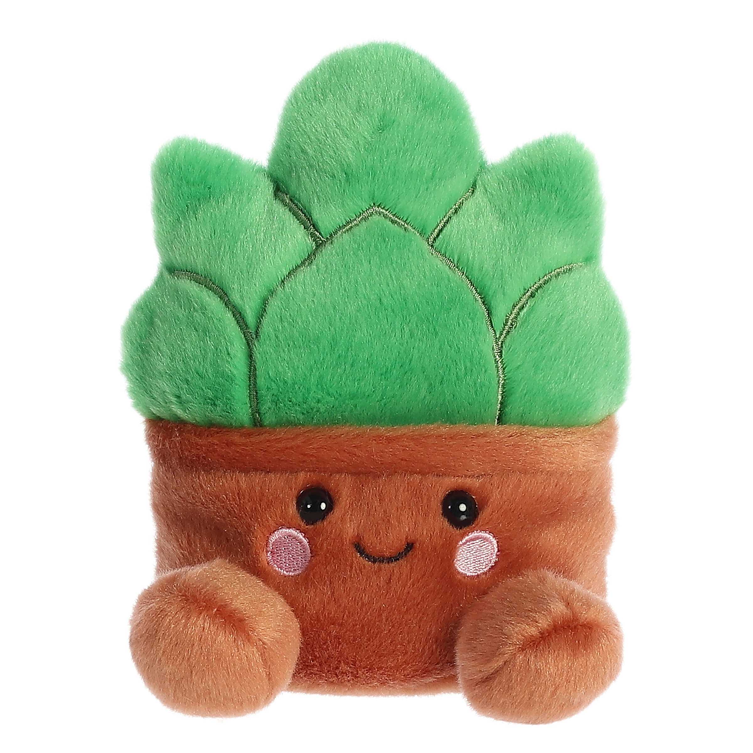 Gigi Succulent Palm Pal plush, cheerful succulent shape with a lush green top in a warm brown pot, by Aurora plush.
