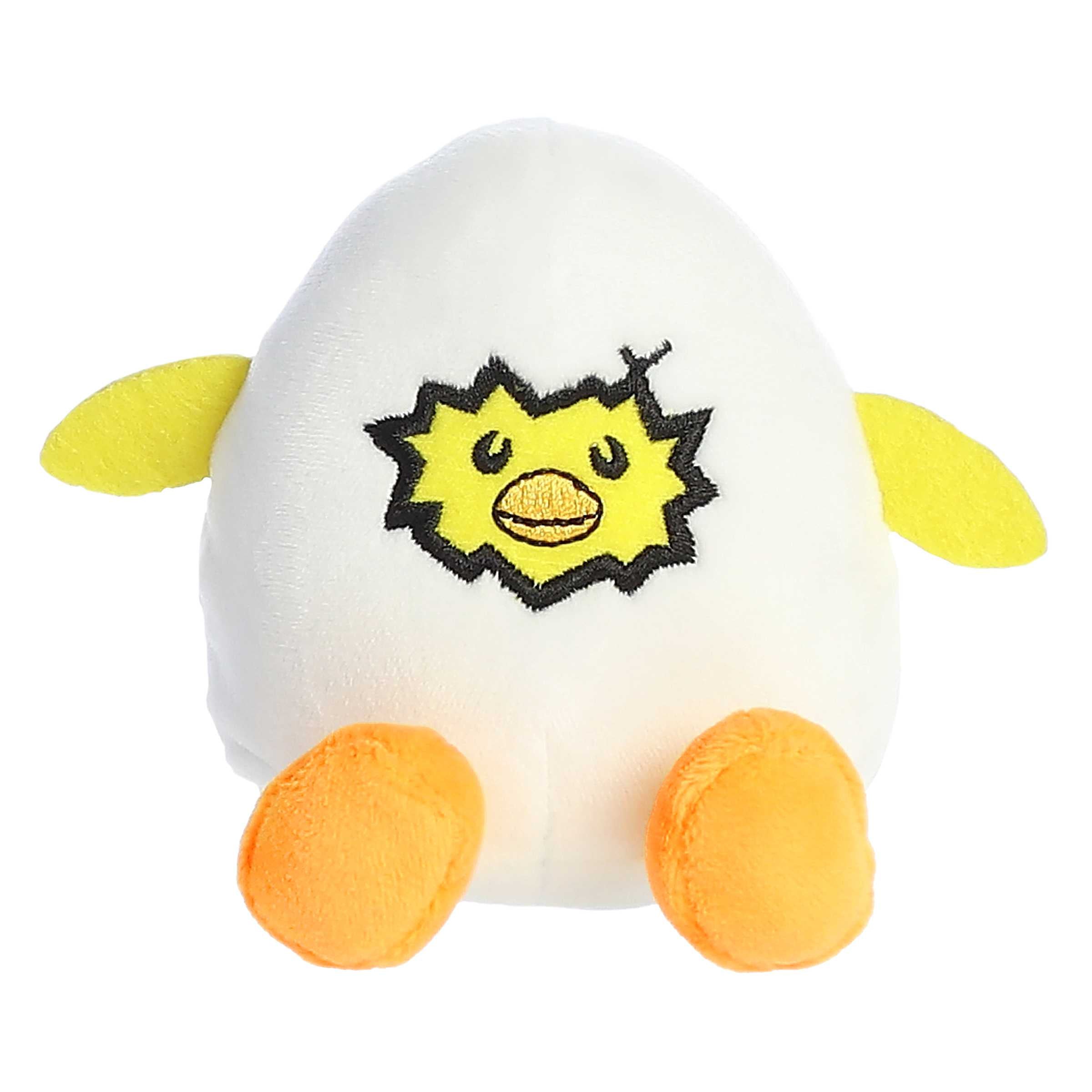 Crack Me Up egg plush by Aurora plush, sunny yellow with funny expression, adds fun to your day
