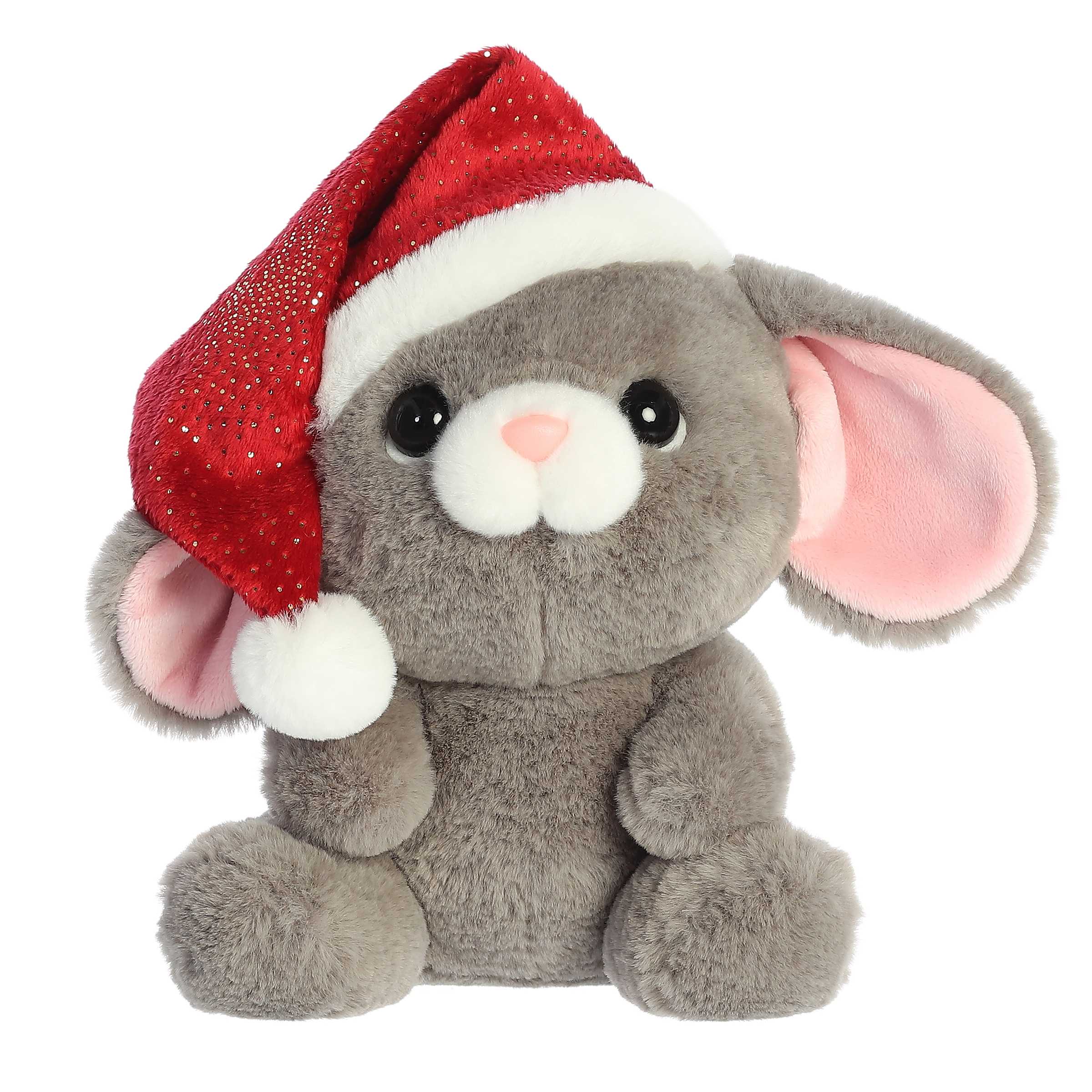Aurora - Medium Gray Holiday - Oversized Santa Hats 10.5 Merry Mouse - Festive Stuffed Animal