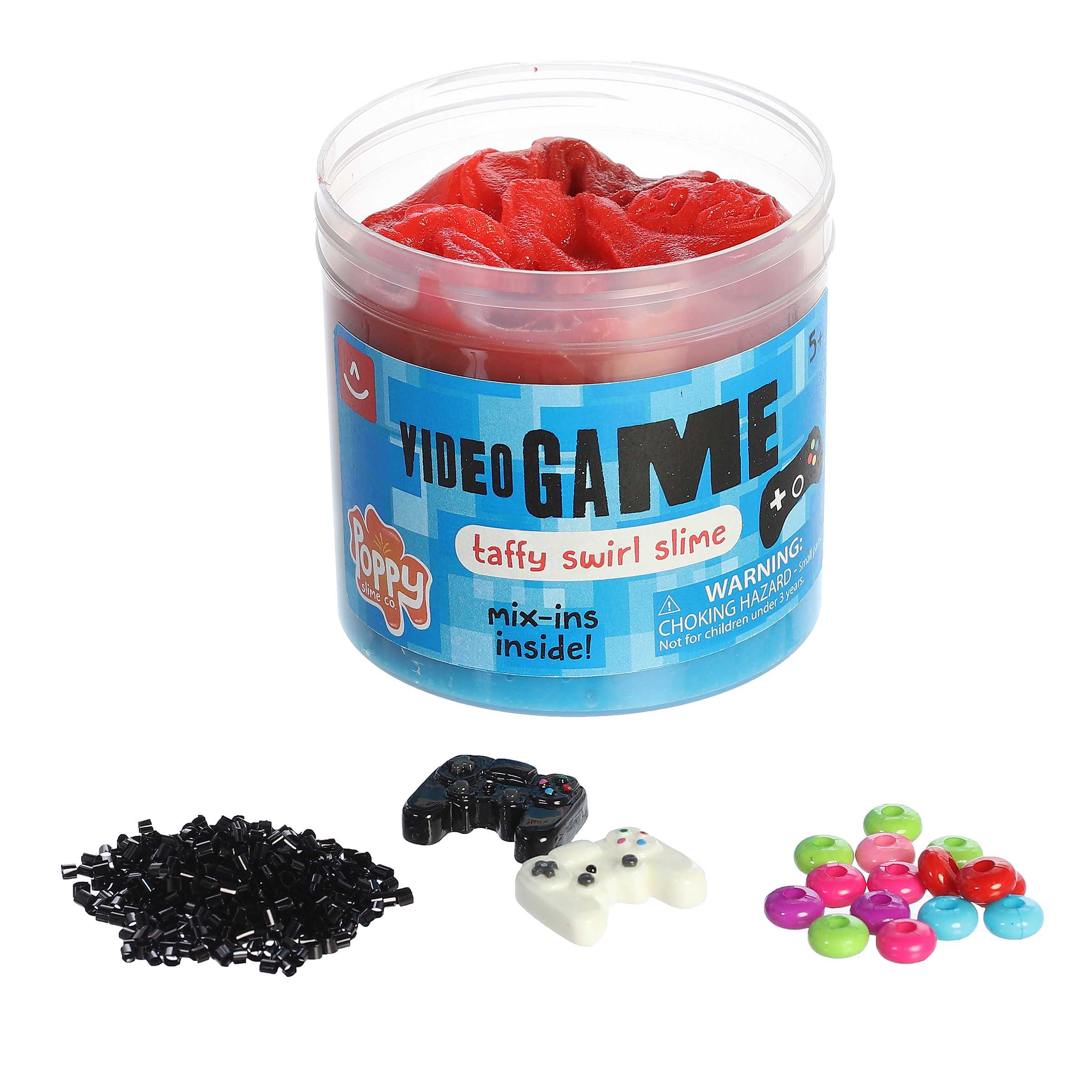 Video Game Slime, approx. 11.3 oz, in red and blue with gaming-themed mix-ins