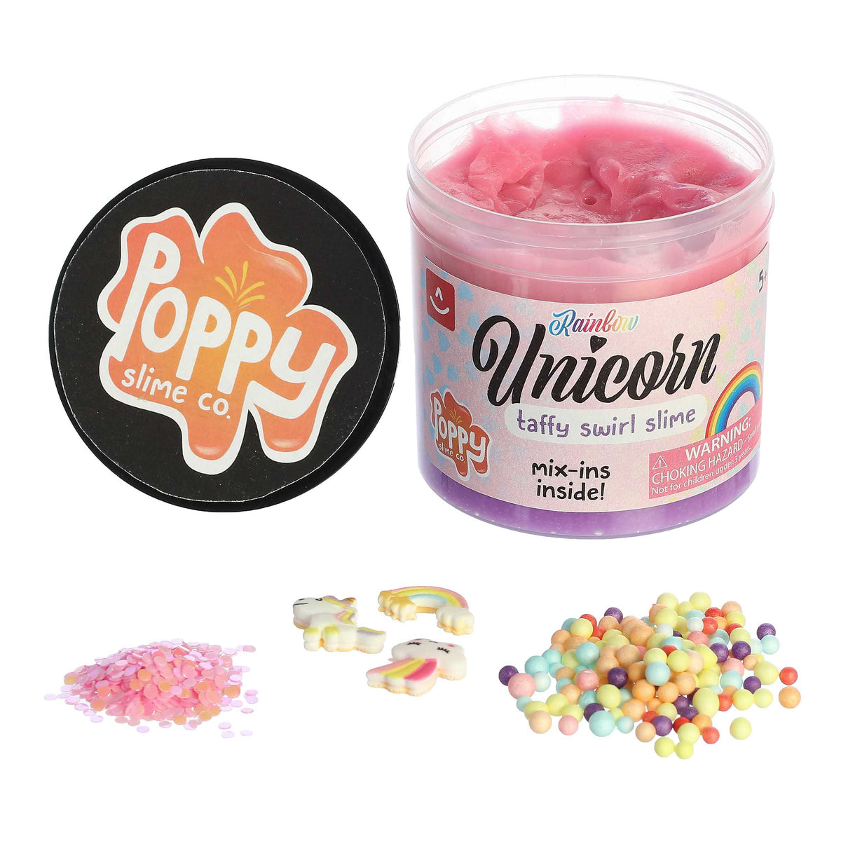 Magical Unicorn Rainbow Slime, approx. 11.3 oz, combines vibrant colors with unicorn and rainbow pieces