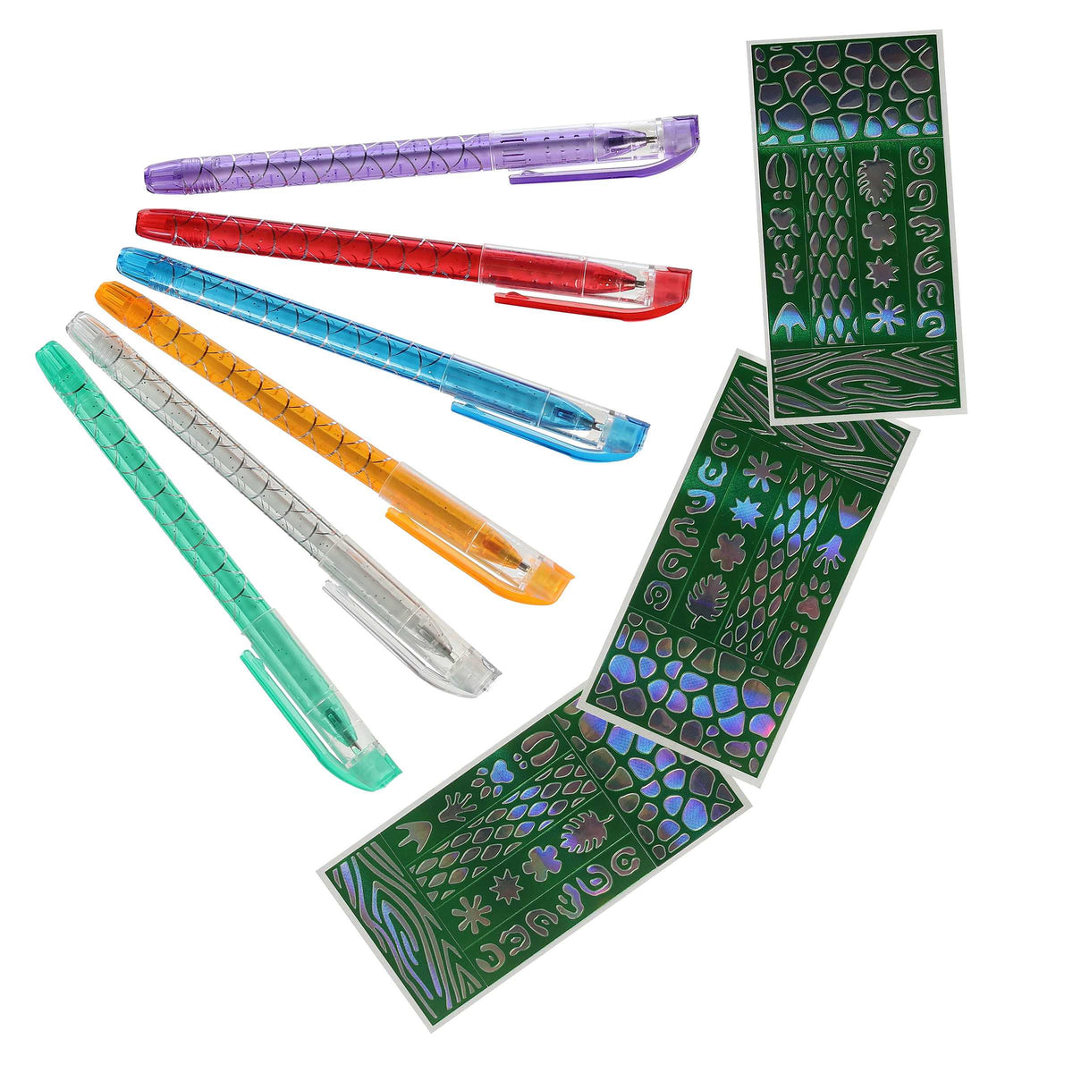 Glitter Zoo Tattoo Pens from Aurora Toys, safe and sparkly with wildlife stencils, ideal for parties or creative play.