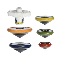 Colorful spinning tops stack for kids, enhancing coordination and offering a visual spectacle.