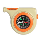 Pocket compass and whistle combo for kids, enhancing outdoor navigation and safety.