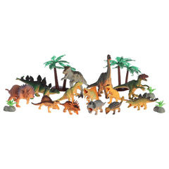 Dinosaur Play Set featuring 21 dinosaur figures and foliage, including a storage bag for easy organization.