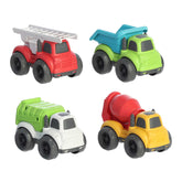 Eco-friendly city vehicle set for toddlers, promoting imaginative play and motor skill development.