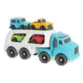 Eco-friendly car hauler truck set with mini cars, designed for dynamic and sustainable play.