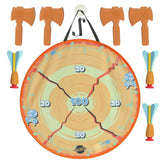Family-friendly Axe Throwing & Dart Set with soft foam implements and sticky target for safe play.