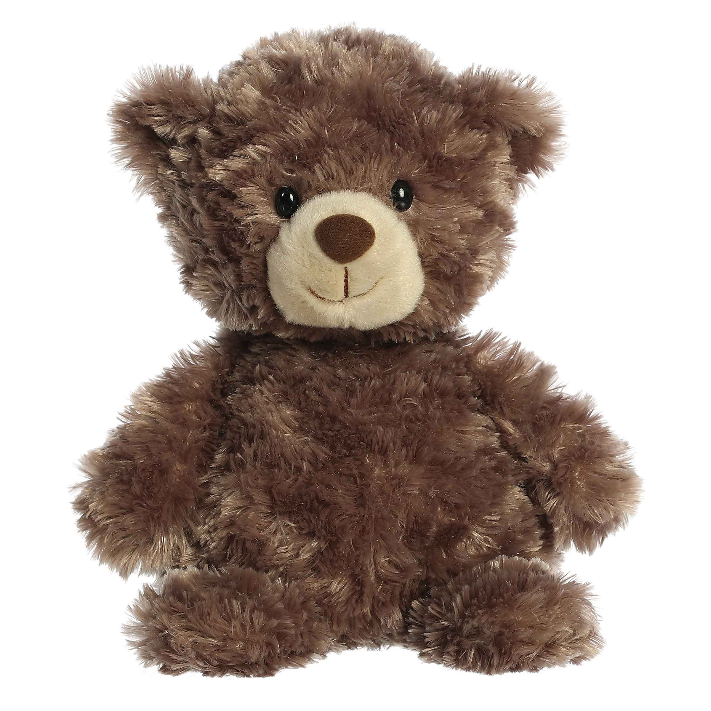 Taupe Tummy Bear is a soft brown-coated plush bear, ideal for cuddles and playful moments.