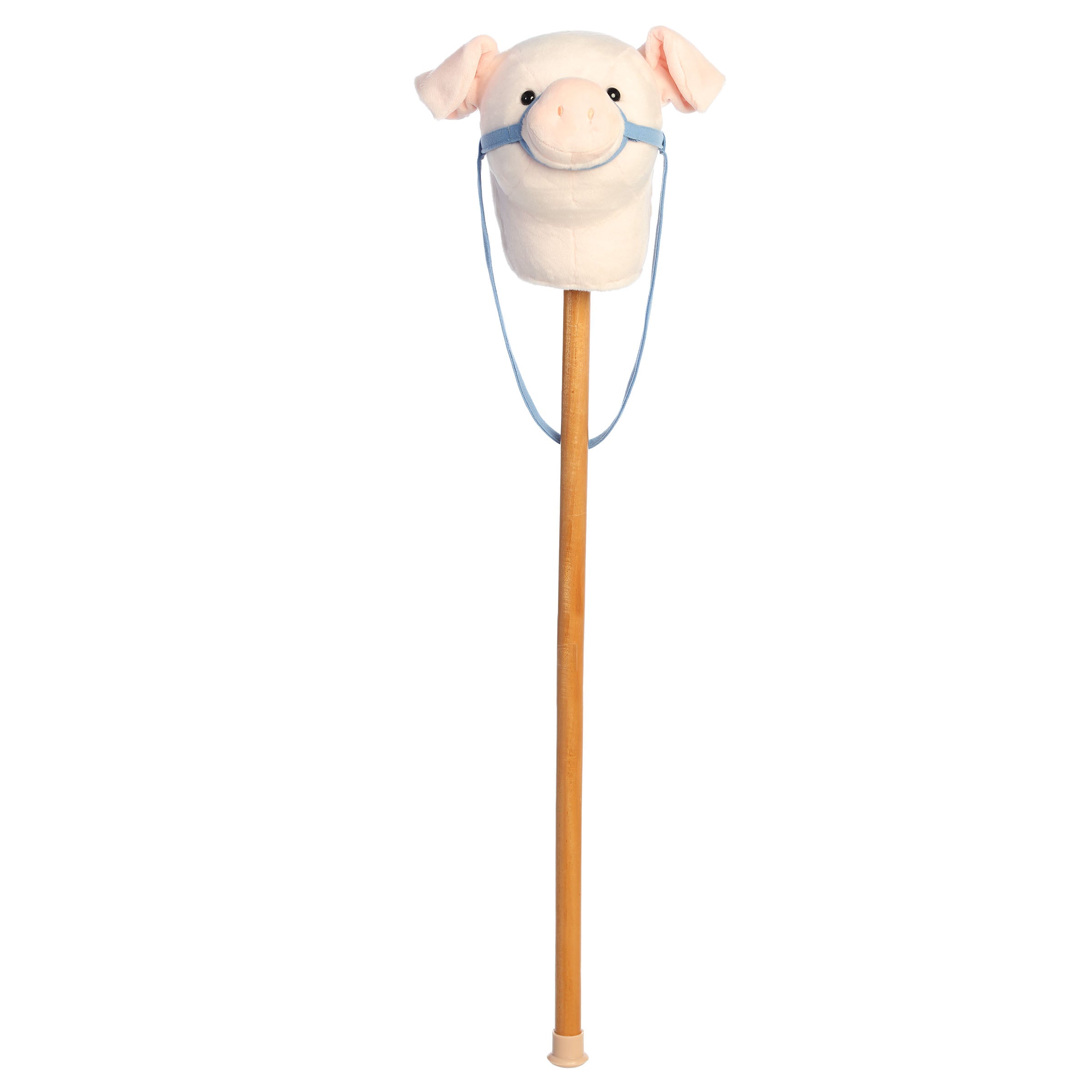 A pig plush stick toy with a soft pig head and sturdy wooden stick from Aurora’s Giddy-Up Friends collection.
