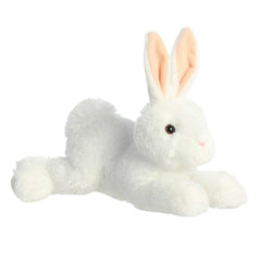 Chastity bunny plush from Flopsie, exuding tranquility and realism with her soft white fur