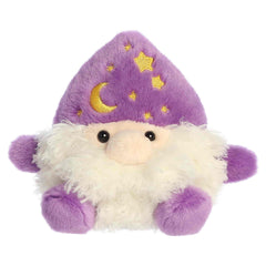 Wizard plush with a fluffy white beard and bright blue hat