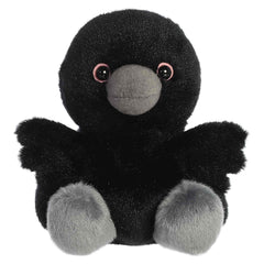 Black raven plush with a small beak and soft rounded body