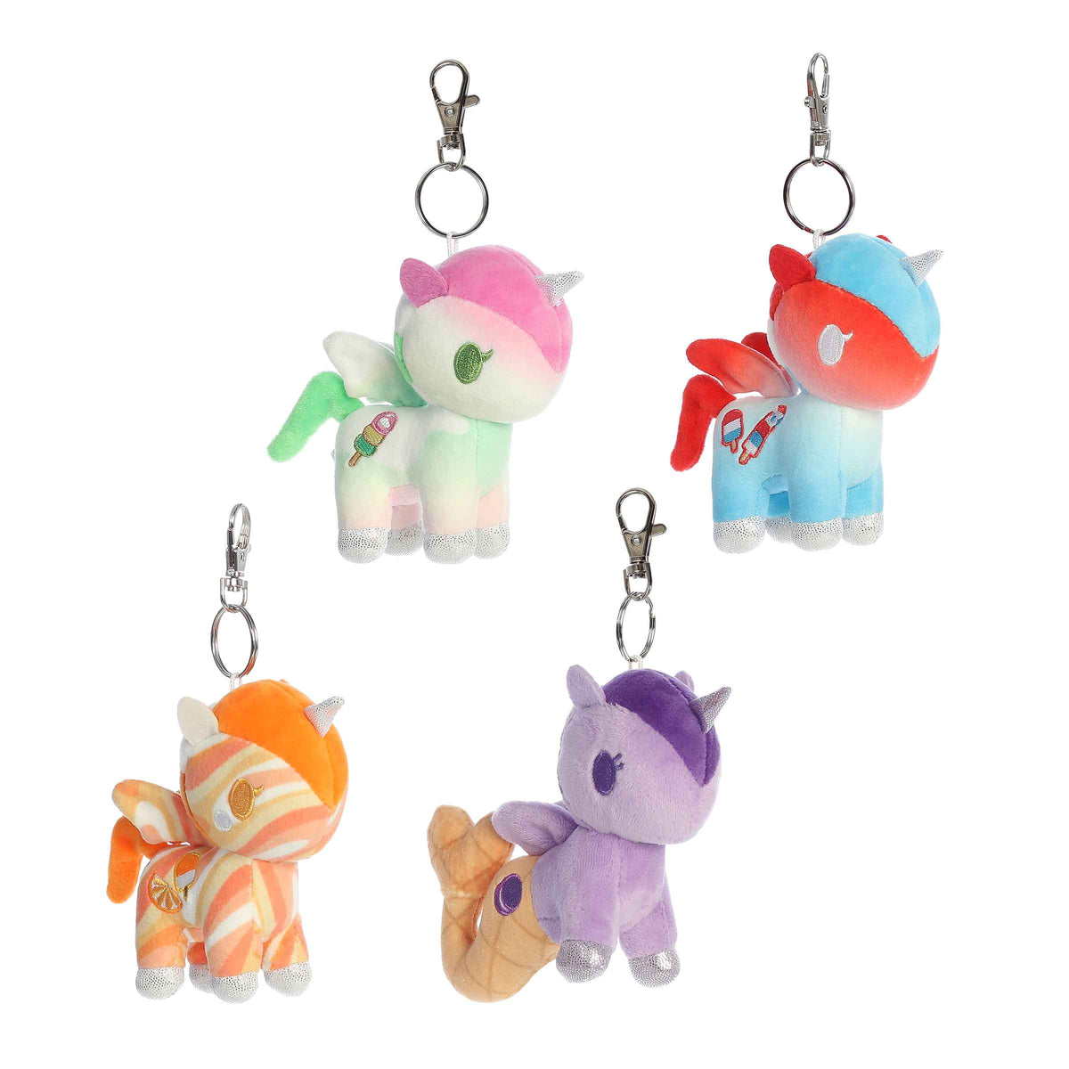 tokidoki Frozen Treats plush keychains, unicornos & mermicornos, colorful summer fun, magical pony plushies