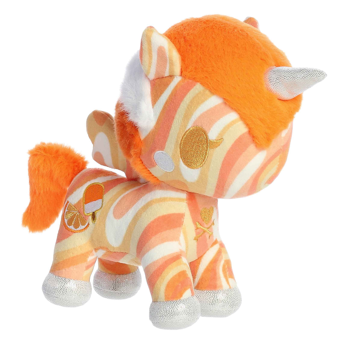 Orange Creamie Unicorno plush by tokidoki from Aurora, orange and white unicorn plush, summer-themed, soft and snuggly