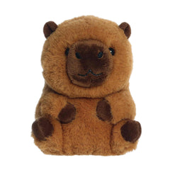 A soft brown plush capybara with a round body and sweet expression from Rolly Pets by Aurora.