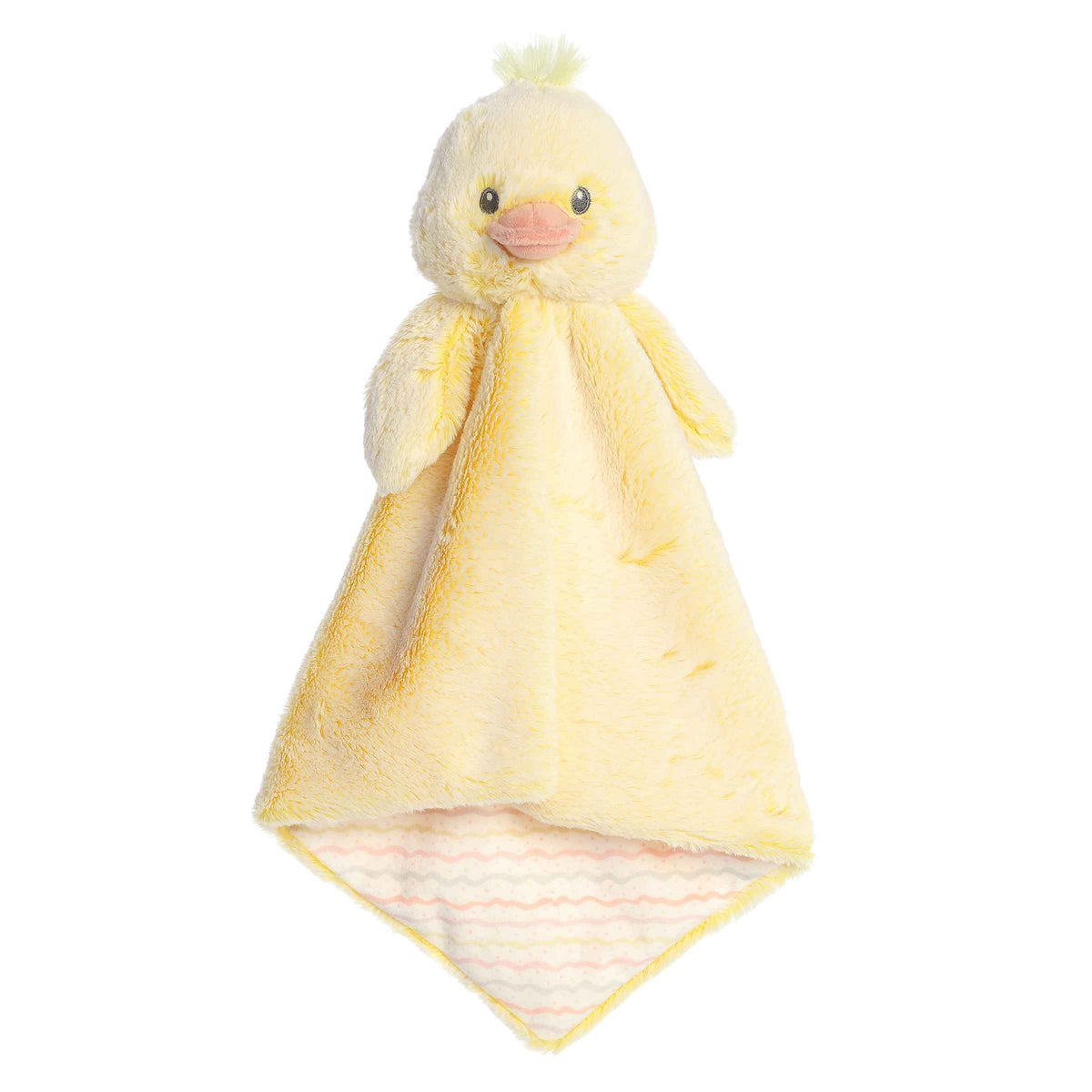 Dani Duck Luvster plush blanket, perfect for cozy cuddles and comfort for babies on the go or at home.