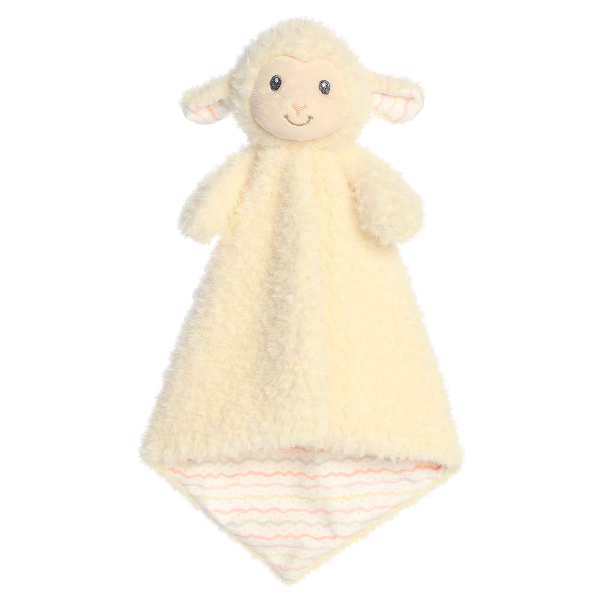 Soft and safe Lovelee Lamb Luvster, blending stuffed animal and blanket for newborns' comfort and joy.