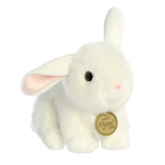 Miyoni Tots Playful Baby Bunny plush in white with one ear up and one down