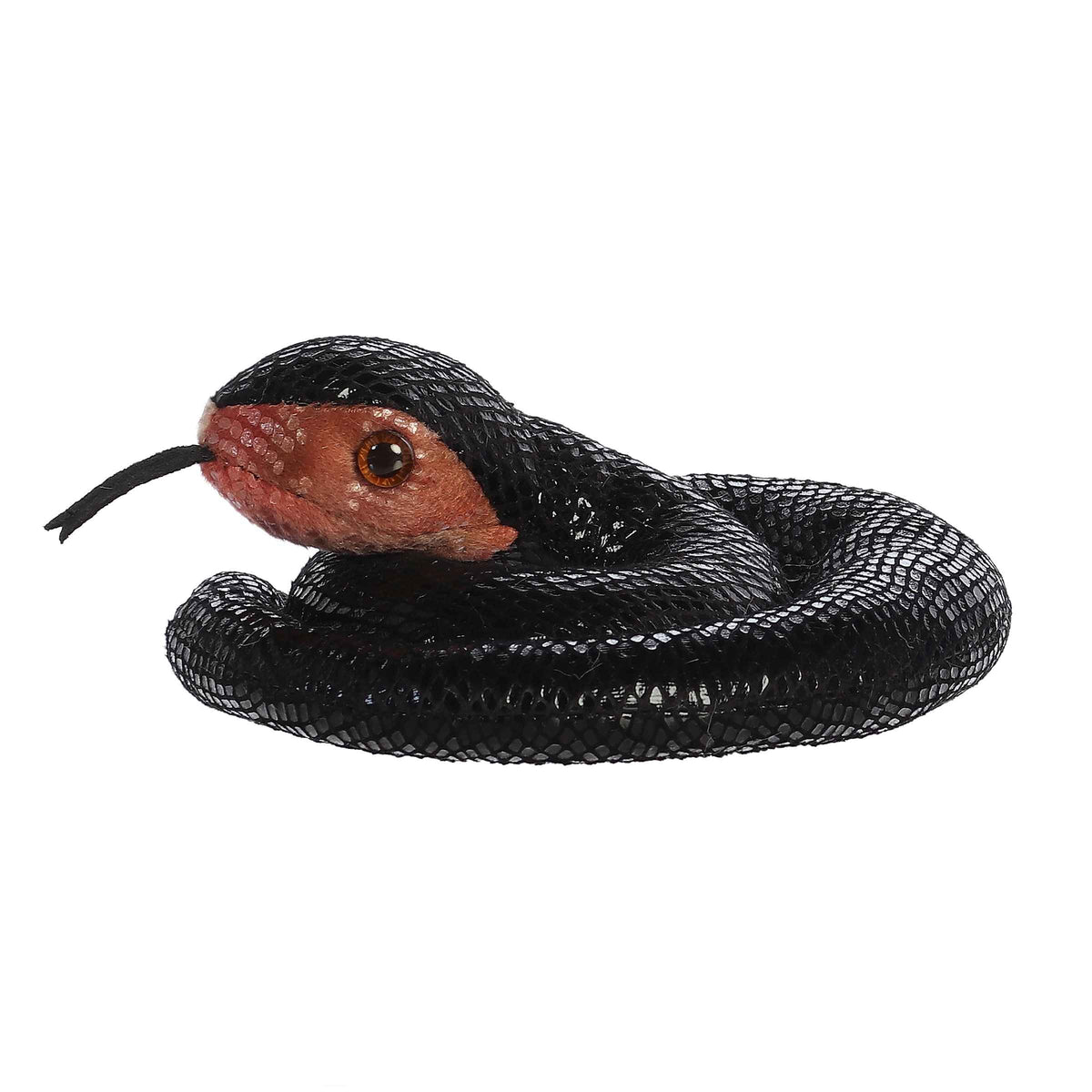 Realistic Bella Black Snake plush, made with eco-friendly materials, perfect for educational wildlife play.