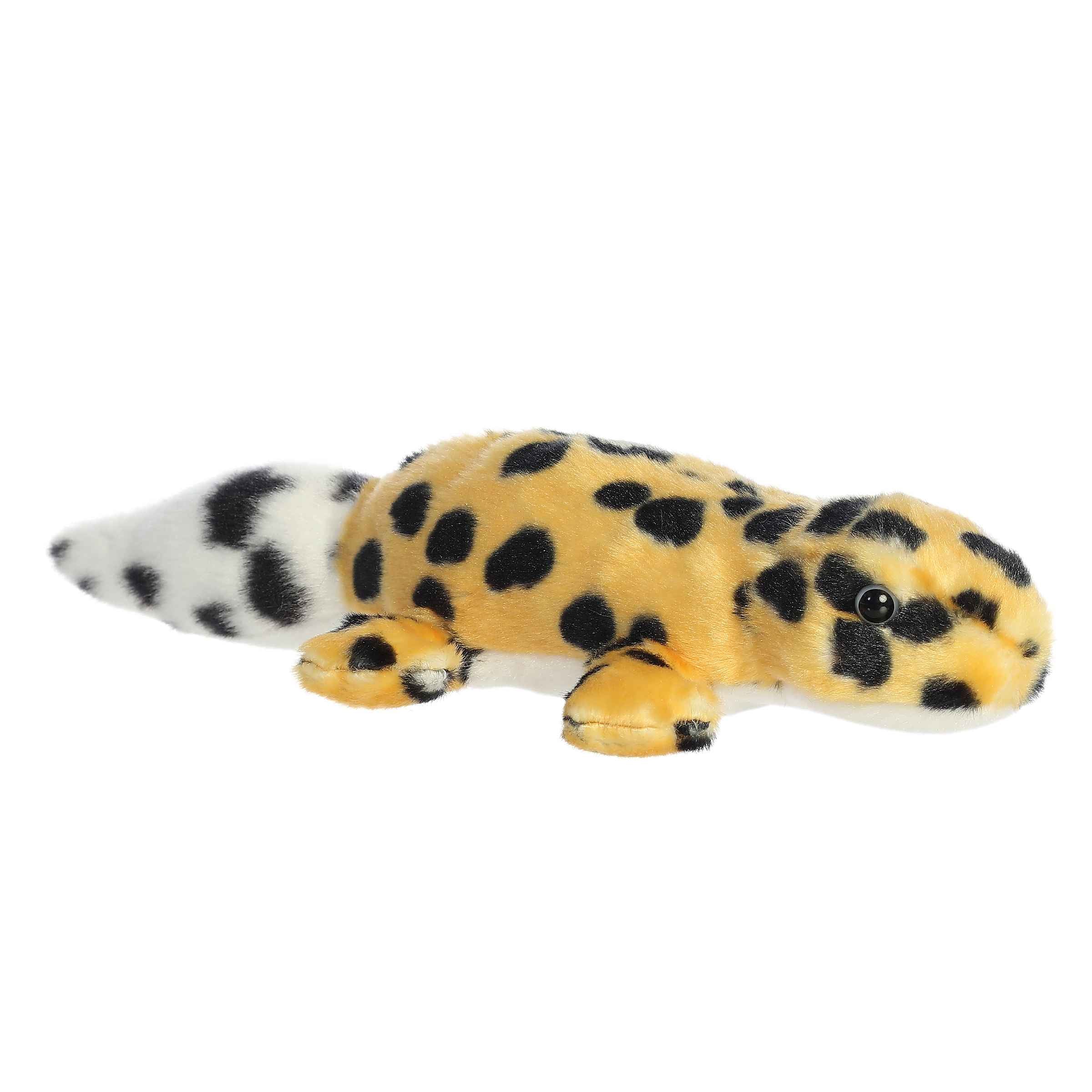 Lifelike Zilla Leopard Gecko plush with yellow and black spots, perfect for education and cuddling.