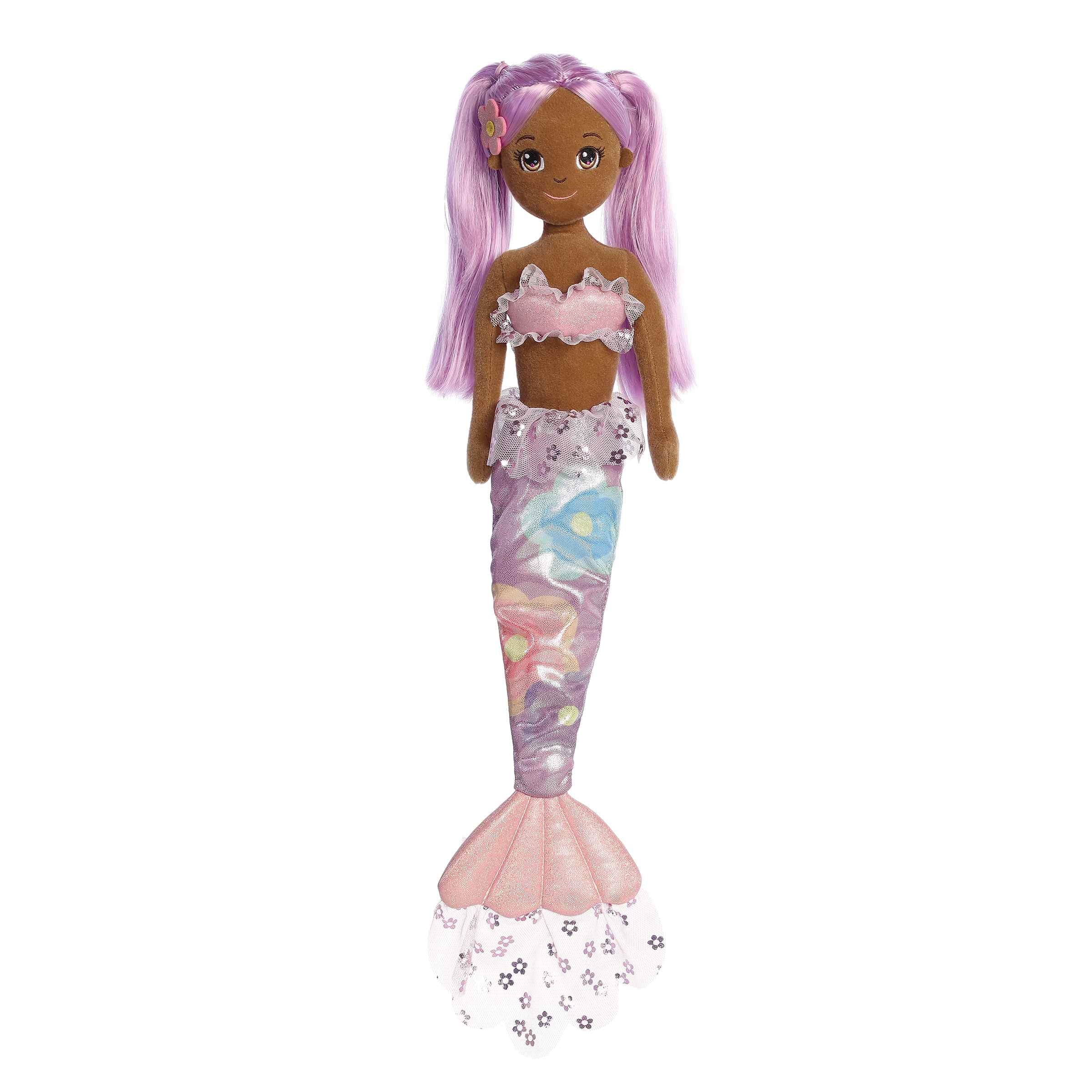 Floral Sparkles - Petal mermaid from Sea Sparkles, featuring purple hair and a pink floral tail