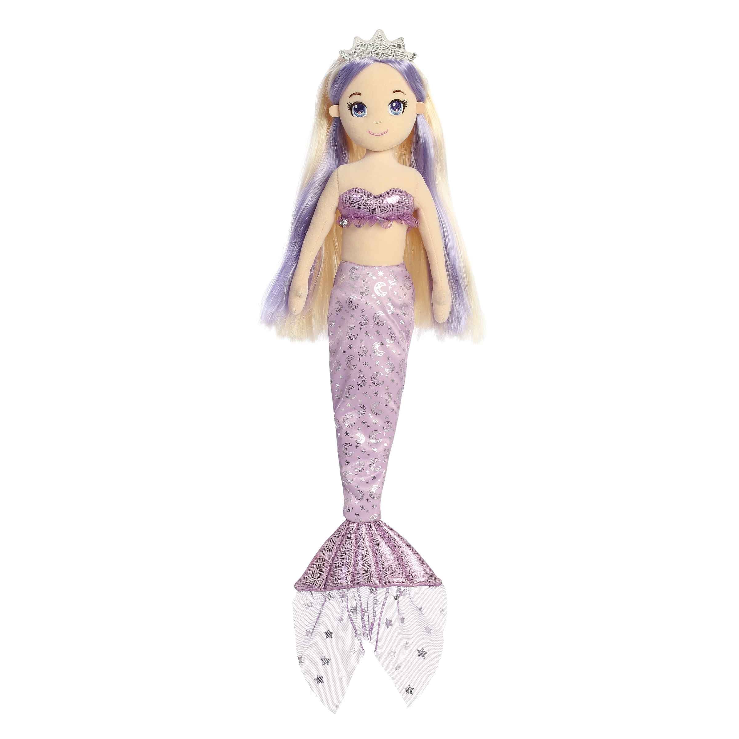 Celestial Sparkles - Luna mermaid from Sea Sparkles, with violet hair and a moon-patterned tail