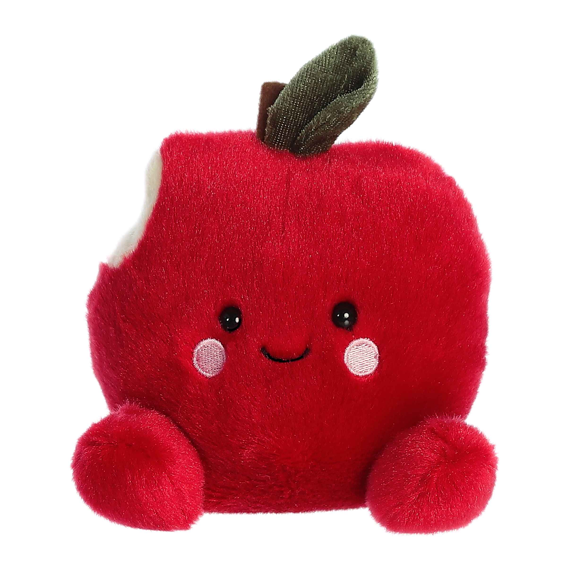 Crisp Red Apple plush from Palm Pals, bright red fruit plush with leaf and blush, stylish
