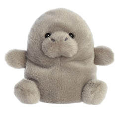 Blubs Manatee plush from Palm Pals, slate-grey with gentle smile and blue eyes, tranquil