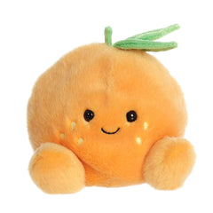 Tangie Orange plush from Palm Pals, sun-kissed orange fabric with green leaf, embodies summer zest