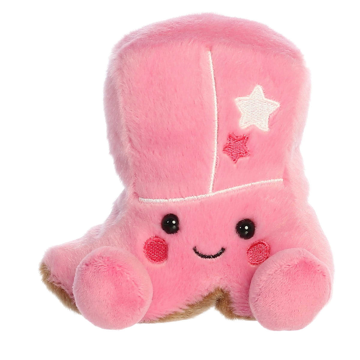 Kate Cowgirl Boot plush from Palm Pals, sweet pink with star accents, soft and durable, whimsical.