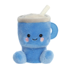 Cliff Travel Cup plush from Palm Pals, blue with white frothy top and straw, playful and cuddly