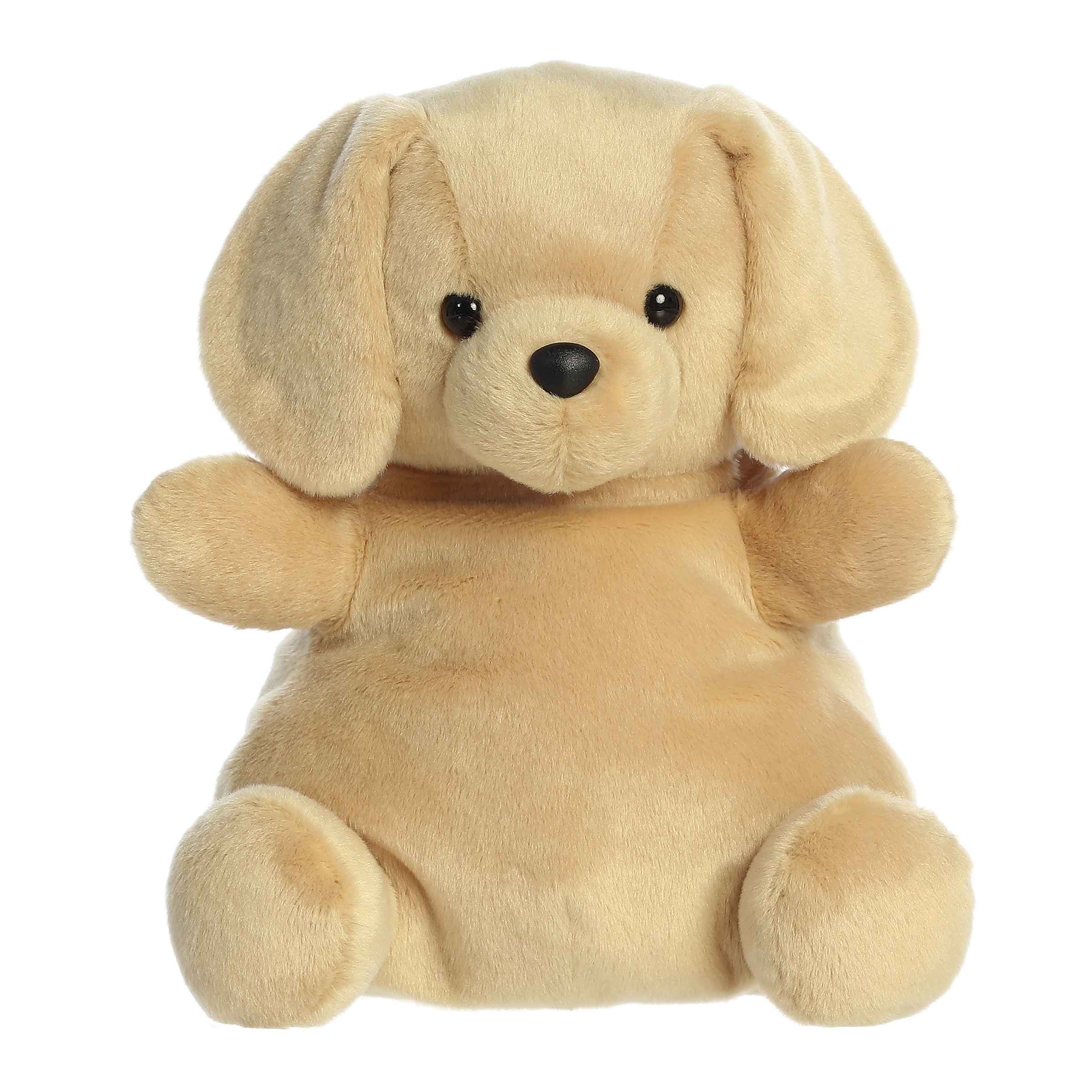 Larger plush of a golden Labrador in the Palm Pals, with a friendly face and soft, floppy ears.