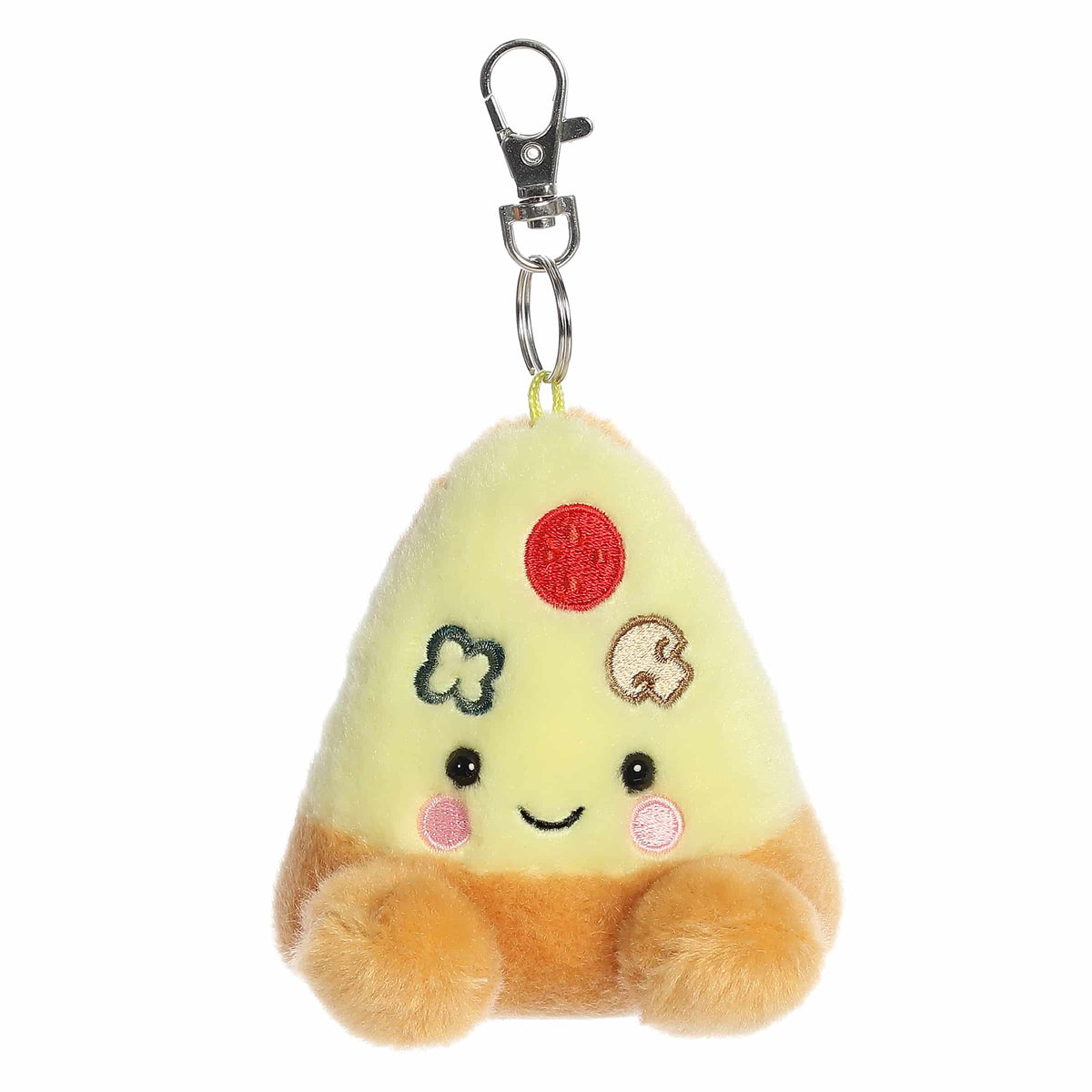 Plush Pizza Slice Clip-On from Palm Pals, featuring playful toppings like mushrooms, pepperoni, and olives
