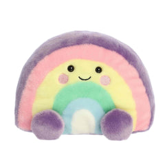 A large pastel rainbow plush with embroidered smile and round feet from Party-Sized Palm Pals by Aurora.