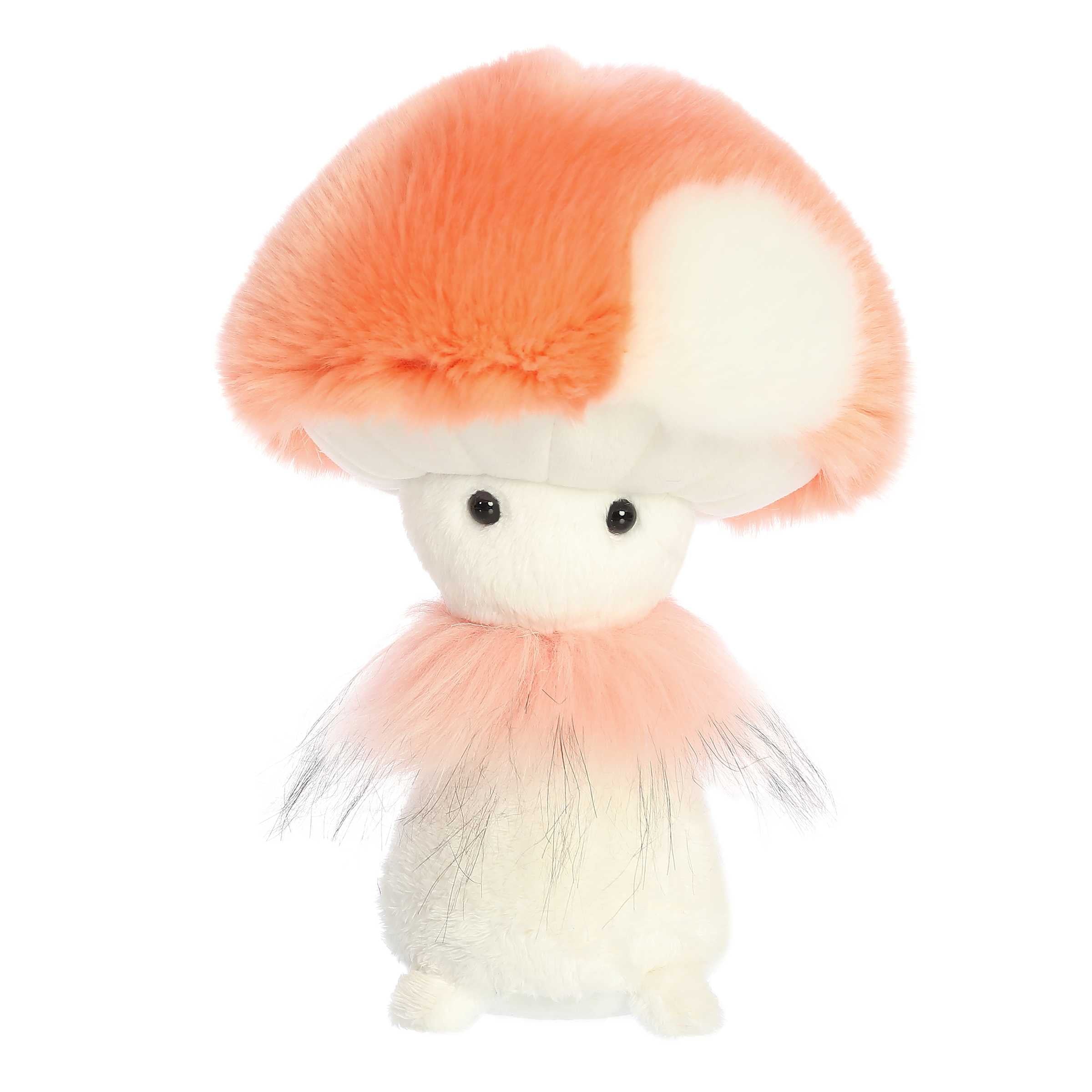 Pretty Salmon mushroom plush from Fungi Friends, offering a tranquil forest feel with its coral cap