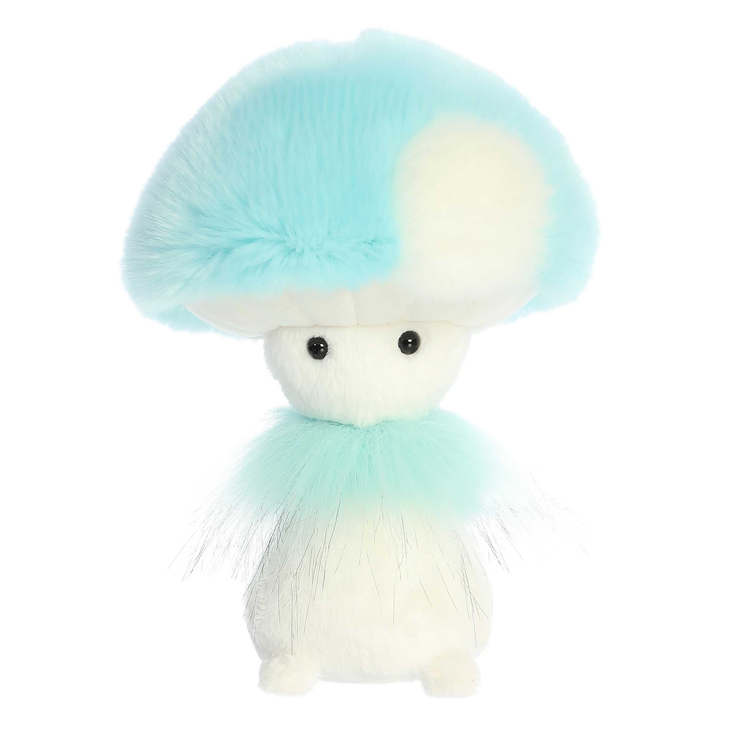 Pretty Mint mushroom plush from Fungi Friends, with an aqua cap and mushroom plush body