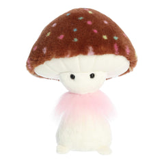 Chocolate Cupcake mushroom plush from Fungi Friends, with a dotted cap and pink ruff!