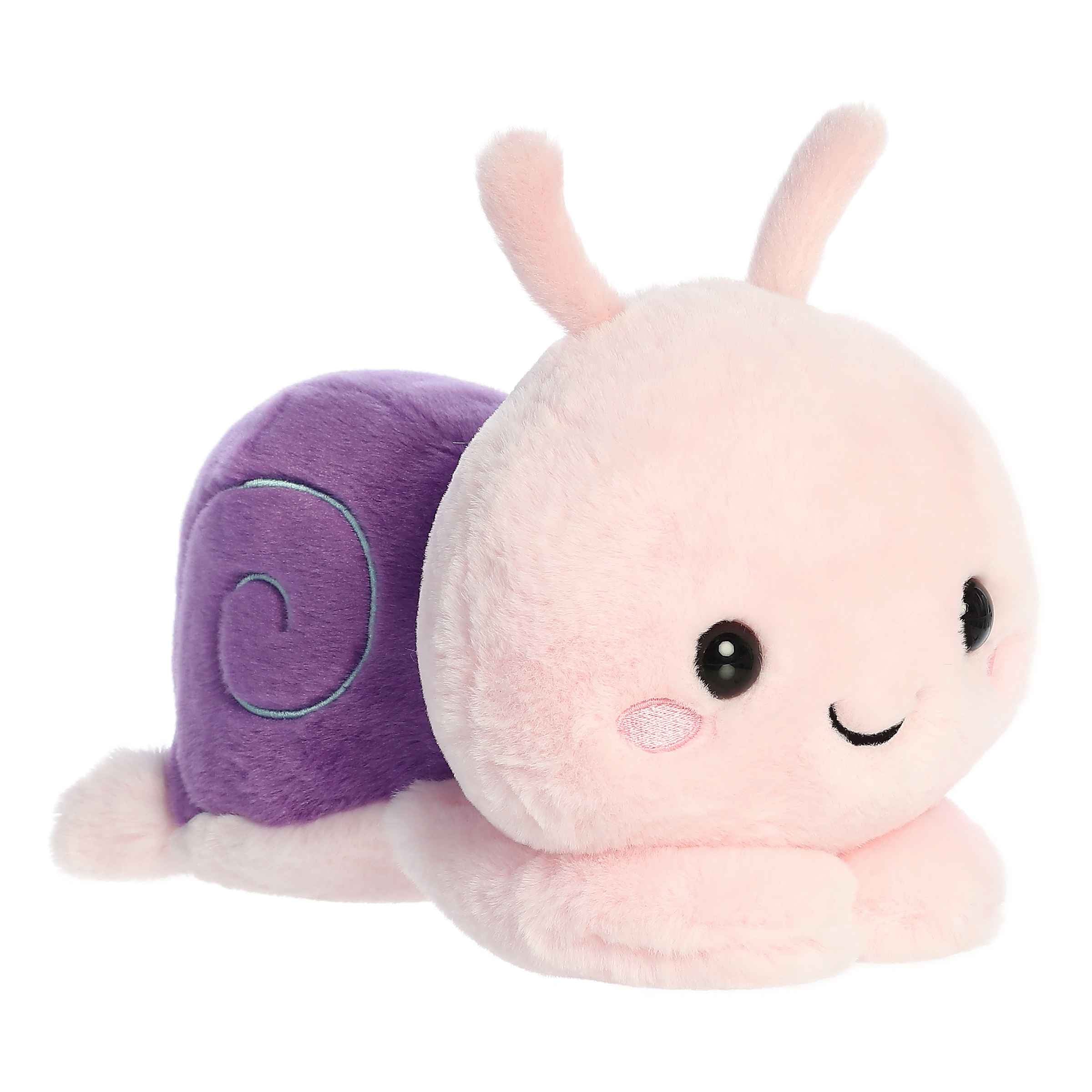 Sena Sea Snail plush from Too Cute Collection, plush pink shell, soft lavender body
