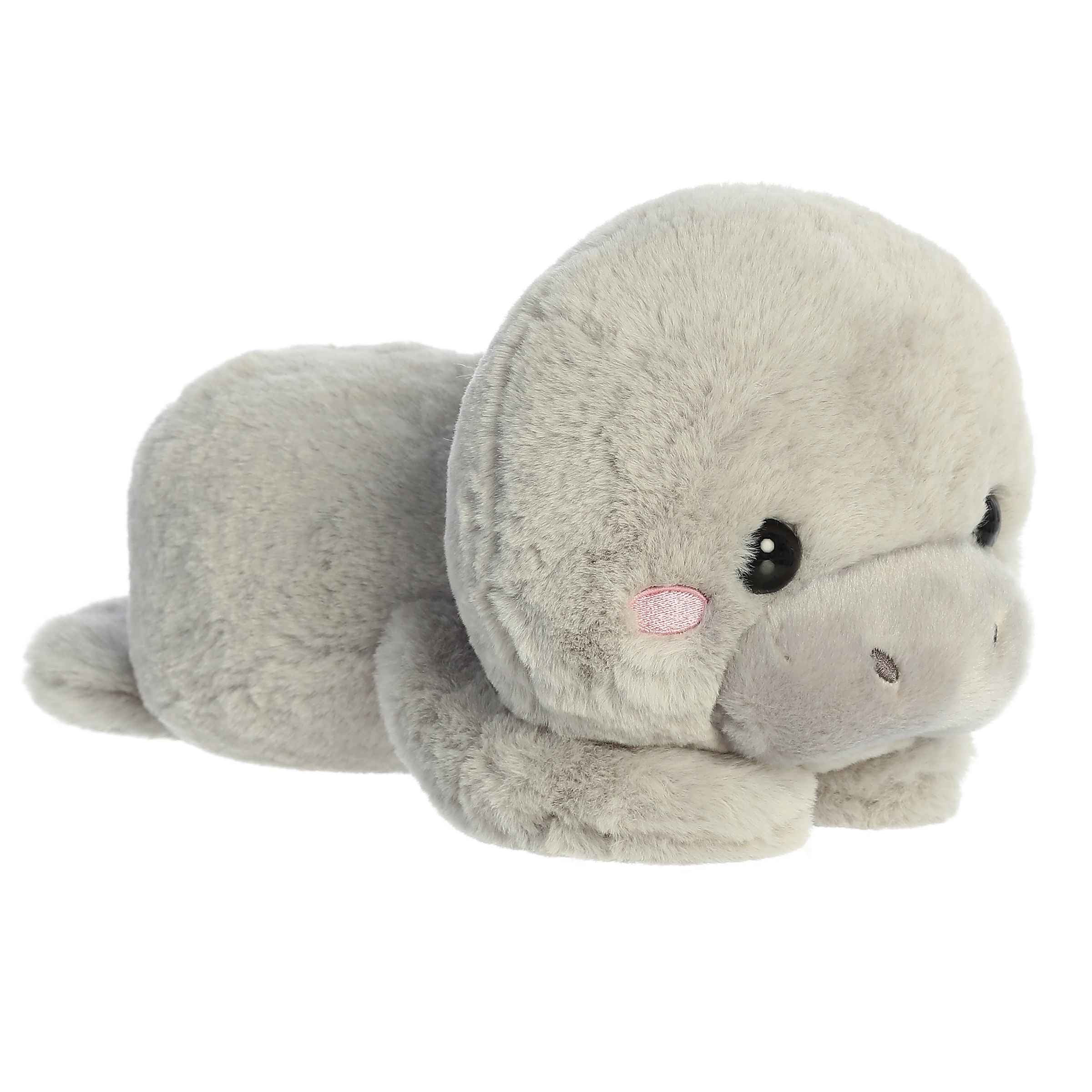 Millie Manatee plush from Too Cute Collection, soft gray tones, inviting for snuggles