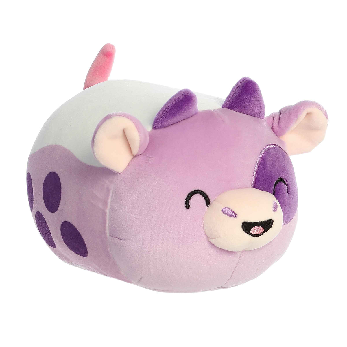 Bonnie Boba Tea plush from Mooples, featuring a bean-shaped cow in lavender, ideal for tea lovers