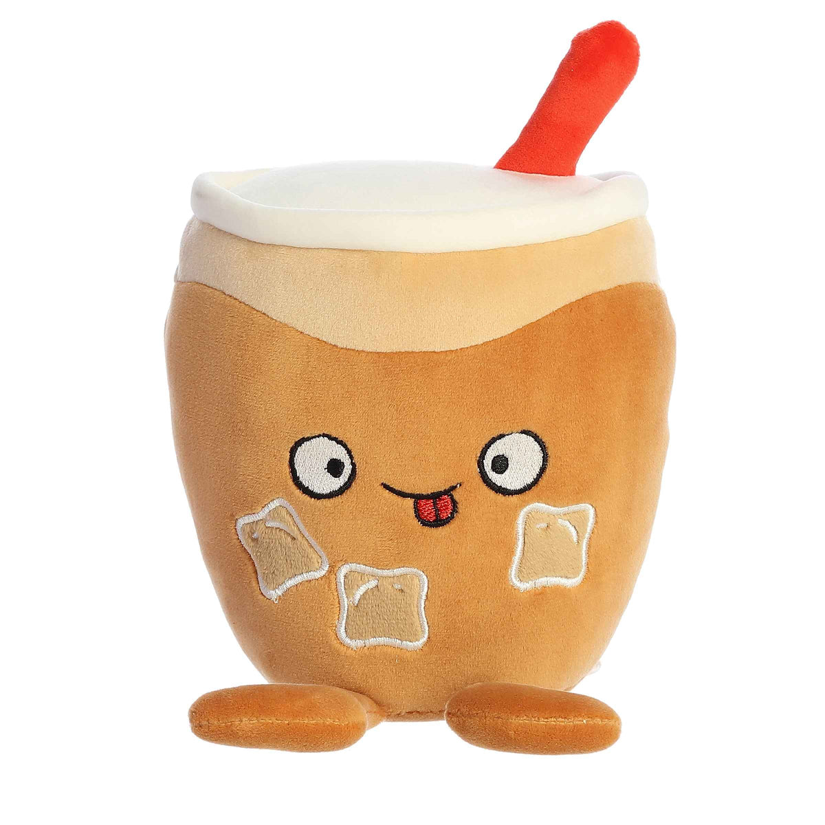 Izzi Iced Coffee plush from Wackadoodles, featuring a coffee cup design with a smiley face and straw