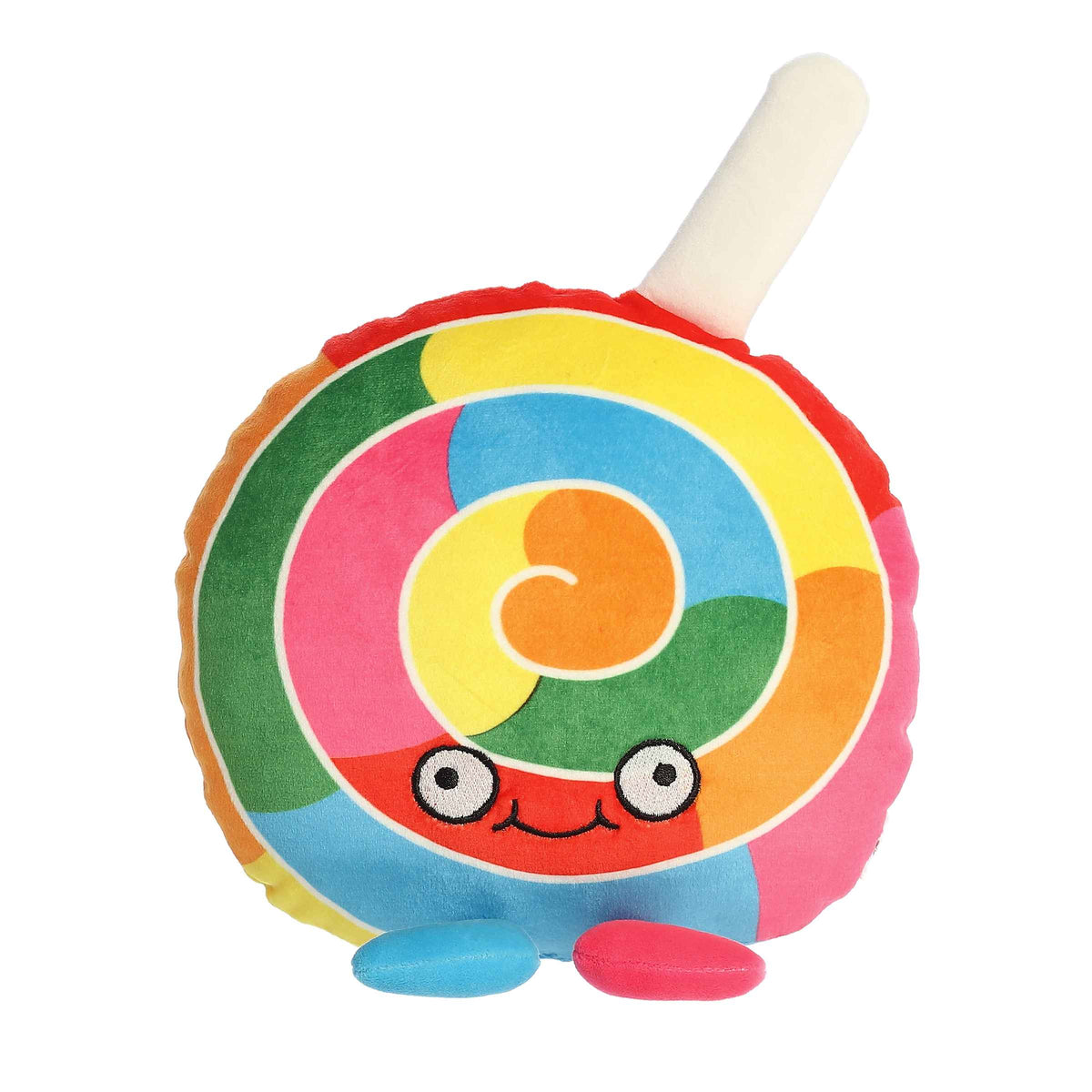 Lola Lollipop plush from Wackadoodles, featuring a colorful, swirled body on a stick, perfect for adding a splash of color