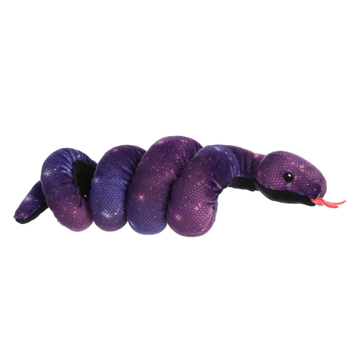 Twilight Galaxy Snake plush from Wrist Wranglers, featuring a star-sprinkled purple pattern